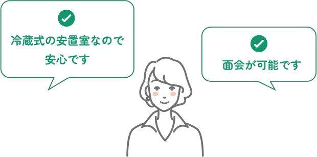 冷蔵式の安置室なので安心です 面会が可能です