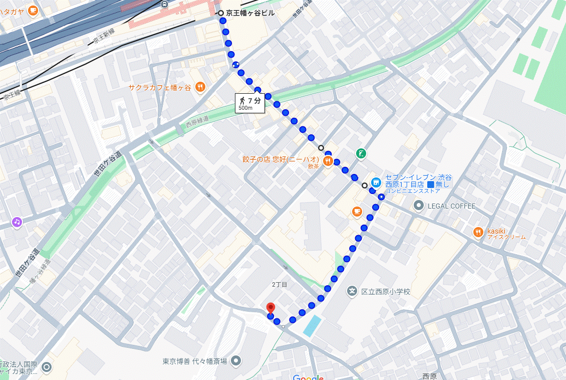 代々幡斎場までの地図